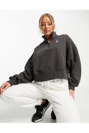 Gym King Fundamental - Felpa in jersey marrone con zip corta