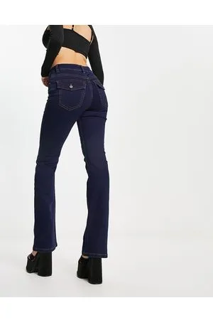 ASOS Jeans a zampa a vita bassa scuro con tasche stile western
