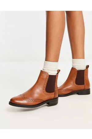 Dune London - Stivaletti Chelsea marroni con dettagli brogue