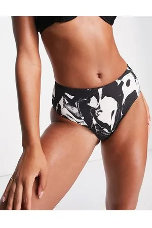 Monki Slip bikini a vita alta con stampa marmorizzata