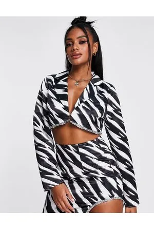 I saw it first Blazer corto zebrato decorato con finiture in coordinato