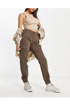 Urban classics Pantaloni multitasche slim color oliva in twill di cotone