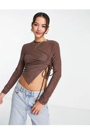Urban Revivo Top a maniche lunghe arricciato sui lati
