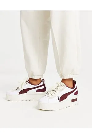 PUMA Mayze - Sneakers bianche e bordeaux con zeppe