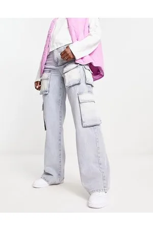 Urban Revivo Jeans cargo azzurri dritti con dettaglio tasca