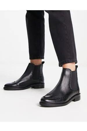 Dune London - Stivaletti Chelsea neri con dettagli brogue