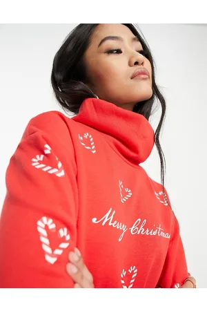 ONLY Maglione natalizio a collo alto con motivo con bastoncini di zucchero a forma di cuore