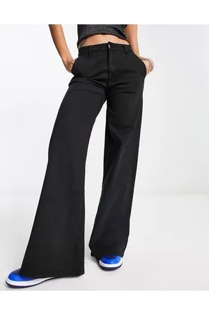 Urban classics Pantaloni a vita alta con fondo ampio neri
