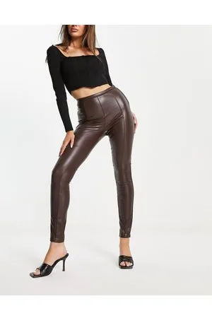 Pimkie Leggings color cioccolato in pelle sintetica a vita alta