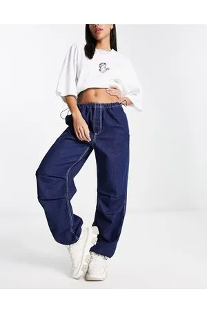 Bershka Pantaloni cargo da paracadutista in denim