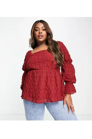 Simply Be Blusa con scollo squadrato rossa