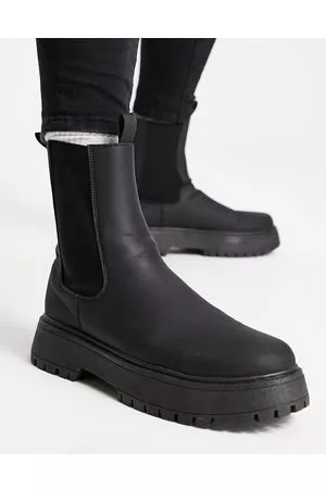 ASOS Stivaletti Chelsea con suola spessa in pelle sintetica neri