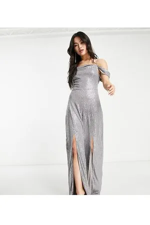 Lace & Beads Esclusiva - Tuta jumpsuit color peltro decorata