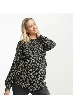 Mama;licious Maternity - Camicia nera con stampa e bottone