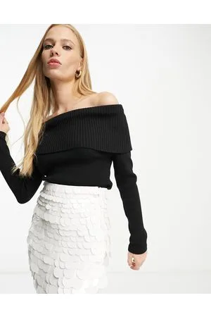 & OTHER STORIES Top in maglia nera a coste con spalle scoperte
