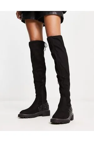 River Island Stivali cuissard trapuntati in camoscio sintetico