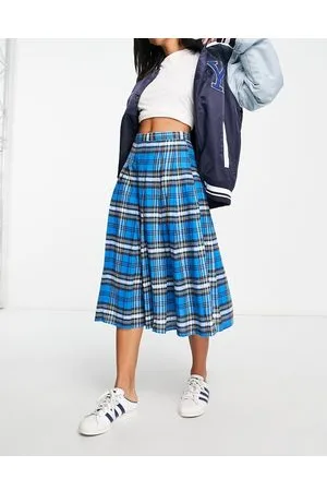 ASOS Minigonna stile kilt a pieghe blu a quadri
