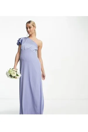 TFNC TNFC Maternity - Vestito lungo da damigella polvere con maniche con volant