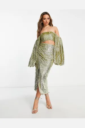 ASOS Gonna midi a portafoglio pallido con paillettes