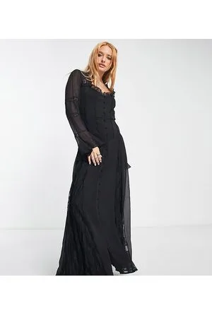 Reclaimed Vestito da giorno lungo con pizzo e bottoni