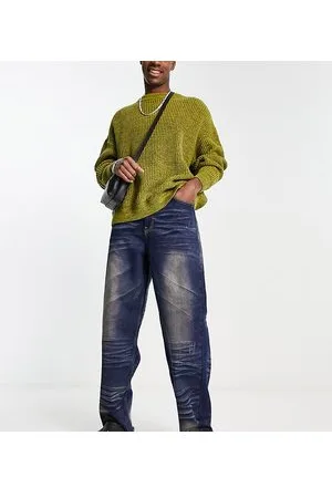 COLLUSION X014 - Jeans ampi con dettagli a pieghe e lavaggio stile Y2K