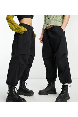 Reclaimed Pantaloni cargo unisex neri stile paracadutista