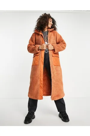 VIOLET ROMANCE Cappotto taglio lungo con pile borg color ruggine