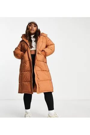 Urban Code Urbancode Plus - Piumino taglio lungo toffee con cappuccio