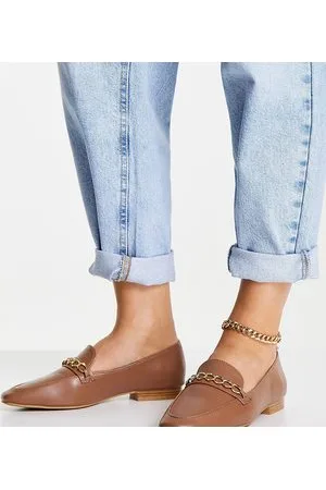 ASOS Mingle - Mocassini a pianta larga color cuoio con catenina
