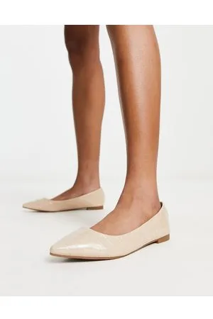 Truffle Collection Ballerine a punta beige coccodrillo