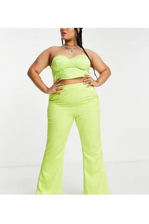 Extro & Vert Plus Pantaloni a zampa a vita alta chartreuse in coordinato