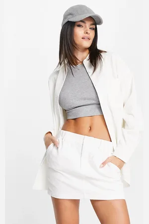 ASOS Minigonna in velluto a coste bianca in coordinato