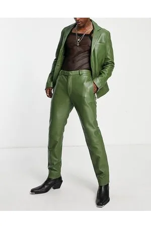Bolongaro Pantaloni da abito in pelle verdi