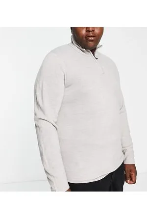 French Connection Plus - Maglione morbido con zip corta chiaro