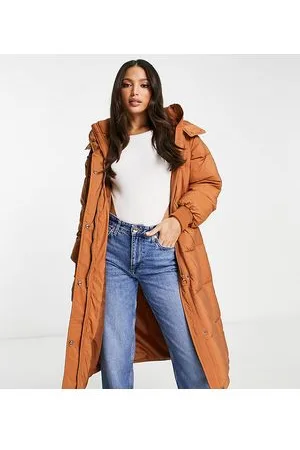 Urban Code Urbancode Tall - Piumino taglio lungo toffee con cappuccio