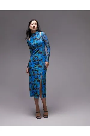Topshop Vestito midi in rete a fiori
