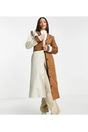 Unique21 Tall Trench beige e marrone a contrasto