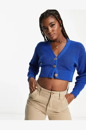Cotton On Cardigan taglio corto navy con bottoni