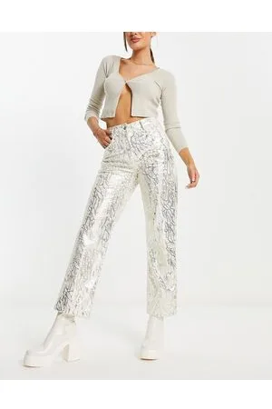 Amy Lynn Lupe - Pantaloni metallizzato testurizzati con stampa