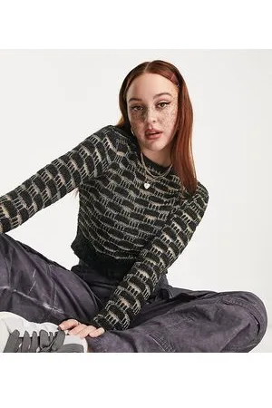 COLLUSION Maglione in maglia nera con dettagli oro metallizzati