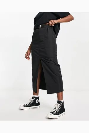 ASOS Gonna lunga stile cargo con cintura in tessuto tecnico nero
