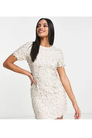 Collective The Label Esclusiva - Vestito corto con paillettes a disco color champagne