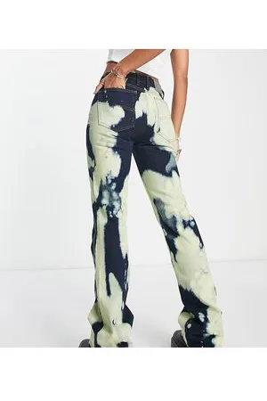 COLLUSION X005 - Jeans dritti giallo tie-dye