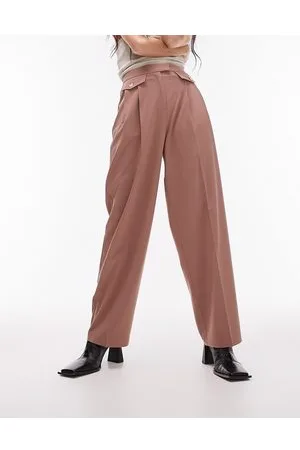 Topshop Pantaloni extra larghi con pinces e patte con bottoni in coordinato