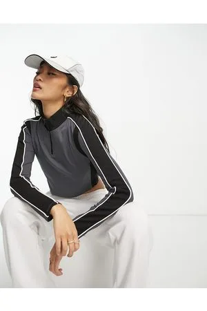 Urban Revivo Pile a maniche lunghe taglio corto stile motocross grigio scuro