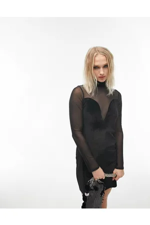 Topshop Vestito corto in velluto e rete