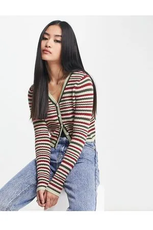 Urban Revivo Top corto in maglia righe con scollo a V