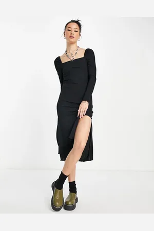 Topshop Vestito midi in jersey con scollo squadrato