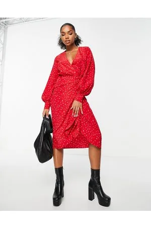 Glamorous Vestito avvolgente aderente a maniche lunghe con stampa a fiorellini multicolori