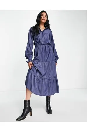 Lola May Vestito camicia al polpaccio a balze